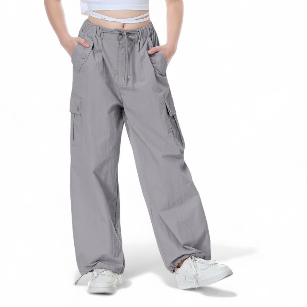 Rolanko Parachute Pants for Girls Y2K Cargo Trousers Jogger‎ Pants Size 12-14